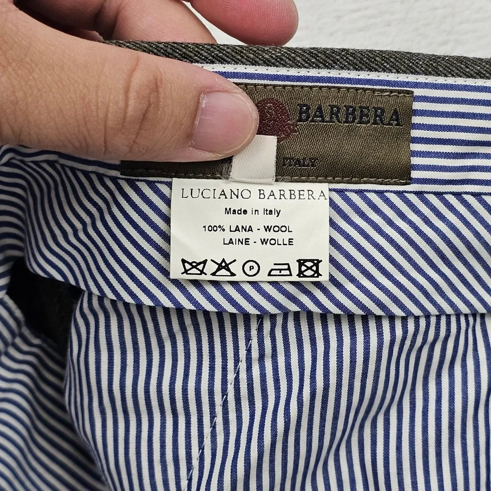 Luciano Barbera Dress Pants Mens 52 34x30 Brown Trousers Wool Flat Front Italy